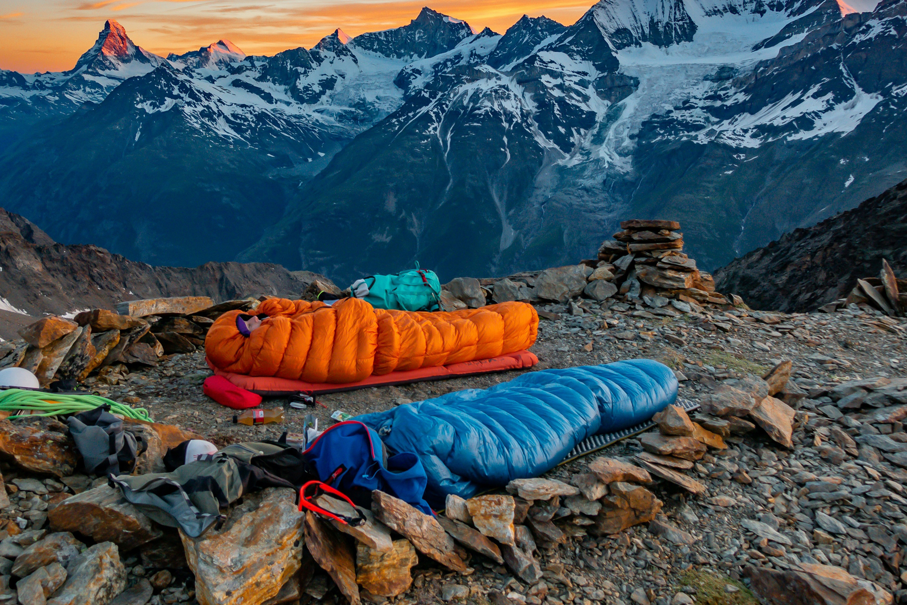 Schlafsack beim Lüften