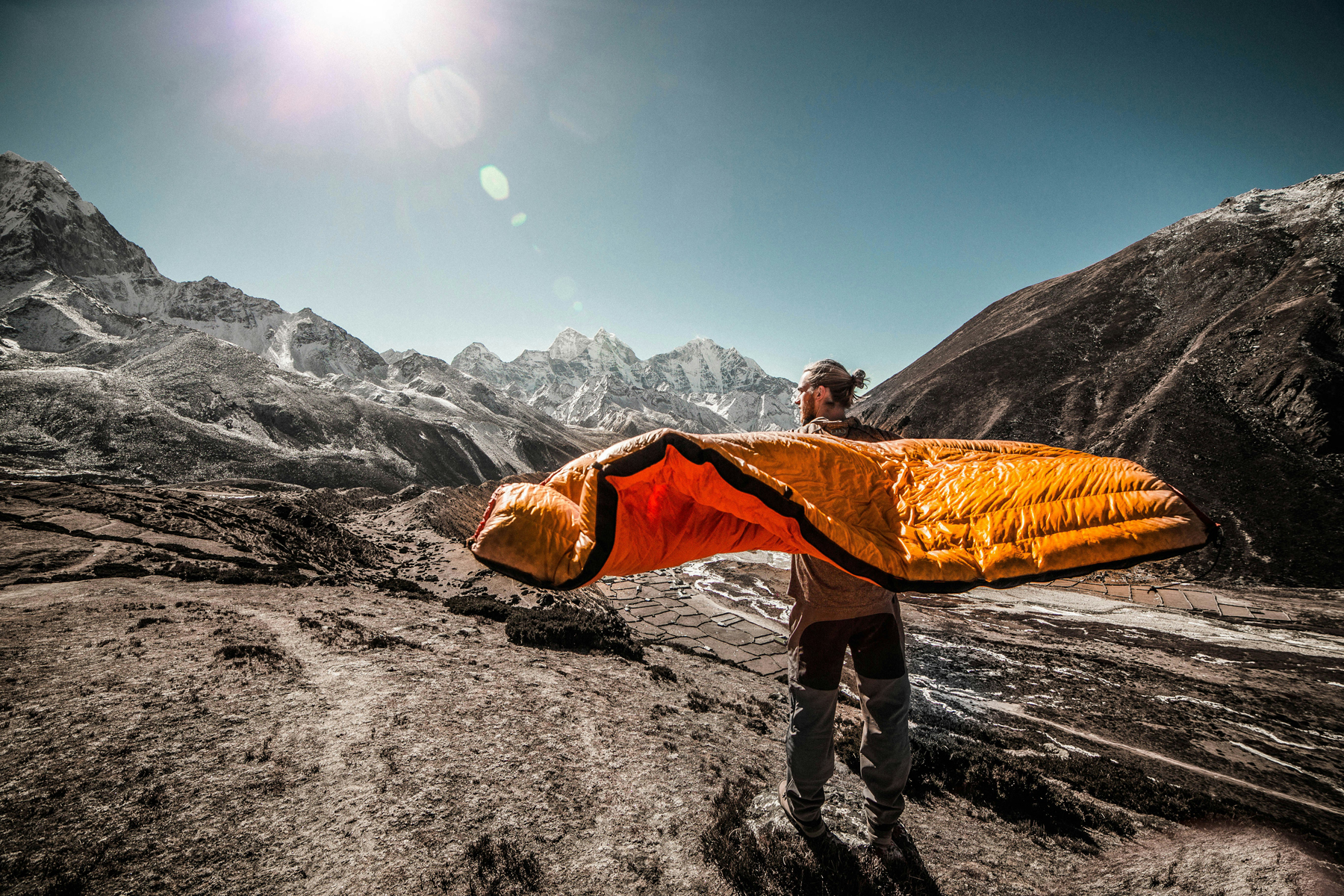 Schlafsack beim Trocknen an der Luft